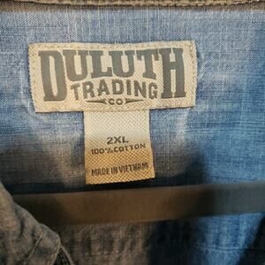 Duluth Trading 2XL Denim Button-Down Shirt Workwear Western Outdoors Durable